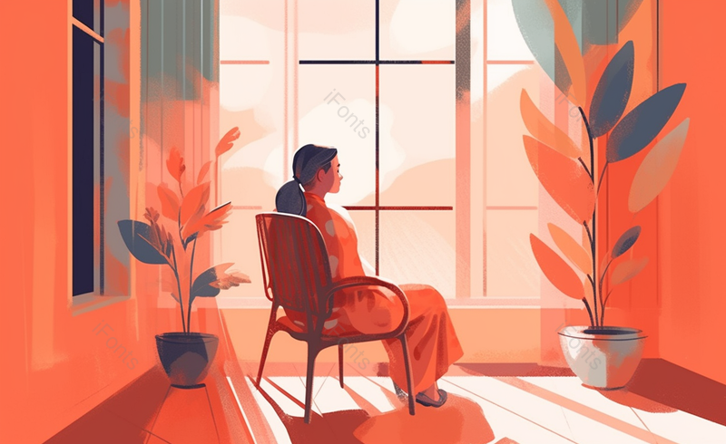 女子窗边独坐卡通手绘场景,插画/手绘图,插画/手绘图库,插画/手绘图下载,插画/手绘